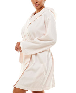 Roudelain Dolman-sleeve Hooded Short Robe Pink Stripe thumbnail 3