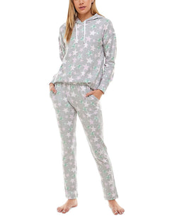 Roudelain Drop Shoulder Hoodie And Slim Leg Pant Lounge Set Star Bright Stars Soft Silver Nh thumbnail 1
