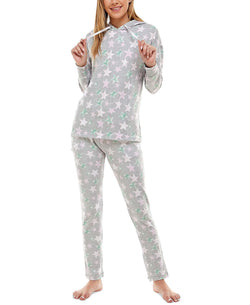 Roudelain Drop Shoulder Hoodie And Slim Leg Pant Lounge Set Star Bright Stars Soft Silver Nh thumbnail 2
