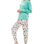 Roudelain Holiday Sweatshirt & Jogger Pants Pajama Set Spacedye Dusty Jade/White