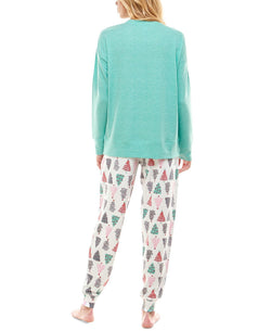 Roudelain Holiday Sweatshirt & Jogger Pants Pajama Set Spacedye Dusty Jade/White thumbnail 4