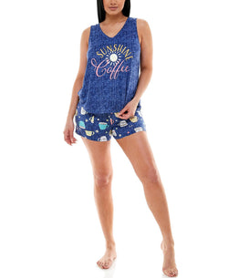Roudelain Printed Tank Top & Shorts Pajama Set Diana Caf thumbnail 1