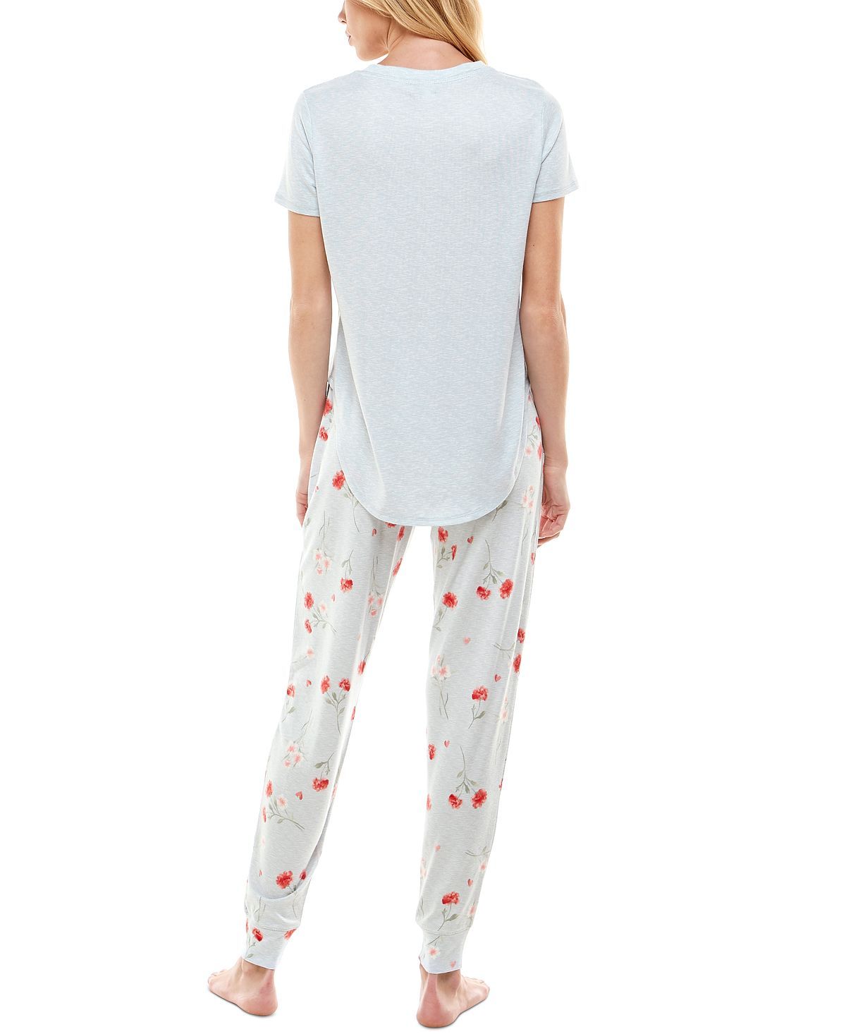 Roudelain Whisper Luxe Short-sleeve Top & Jogger Pants Pajama Set Pearl Blue Spacedye/vday Florals High Rise Sd