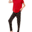 Roudelain Whisper Luxe Short-sleeve Top & Jogger Pants Pajama Set Samba Space Dye/i Heart Wine Black