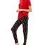 Roudelain Whisper Luxe Short-sleeve Top & Jogger Pants Pajama Set Samba Space Dye/i Heart Wine Black