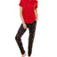 Roudelain Whisper Luxe Short-sleeve Top & Jogger Pants Pajama Set Samba Space Dye/i Heart Wine Black