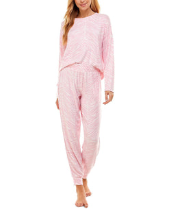 Roudelain Wo Printed Crew Neck And Jogger Pajama Set Ballerina thumbnail 1