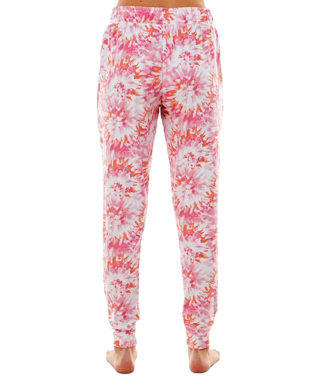 Roudelain Wo Ultra-soft Jogger Pajama Bottoms Set Of 2 Space Dye Ibis Rose/delicate Tie Dye White