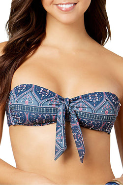 Roxy China-Blue Sun Surf Medallion-Print Bandeau Bikini Top thumbnail 1