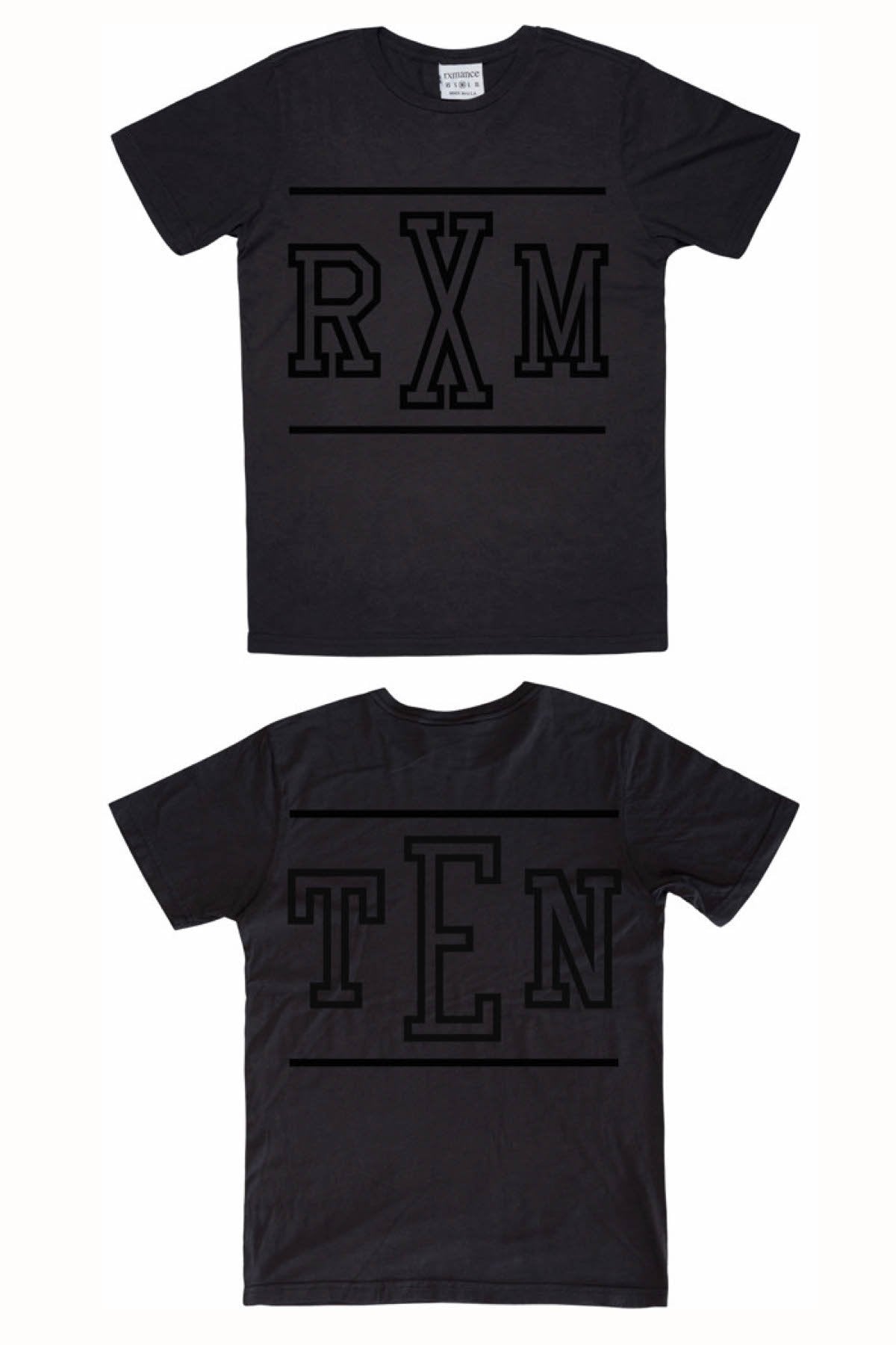 Rxmance Unisex Black Front/Back 'RXM Ten' Tee