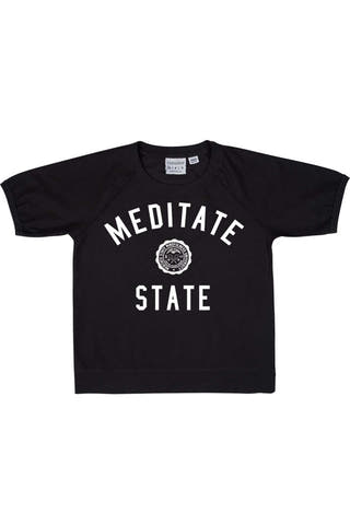 Rxmance Unisex Black Meditate State Loose-Knit Short-Sleeve Tee