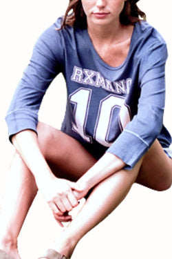 Rxmance Unisex Denim-Blue Jersey 3/4-Sleeve Lounge Tee thumbnail 2