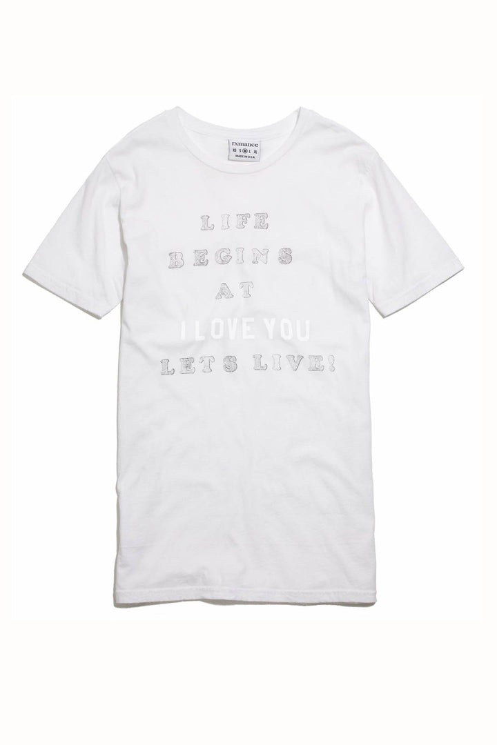 Rxmance Unisex White 'Lets Live' Tee