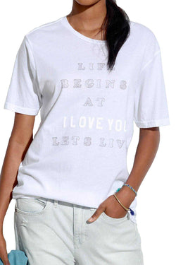 Rxmance Unisex White 'Lets Live' Tee thumbnail 2