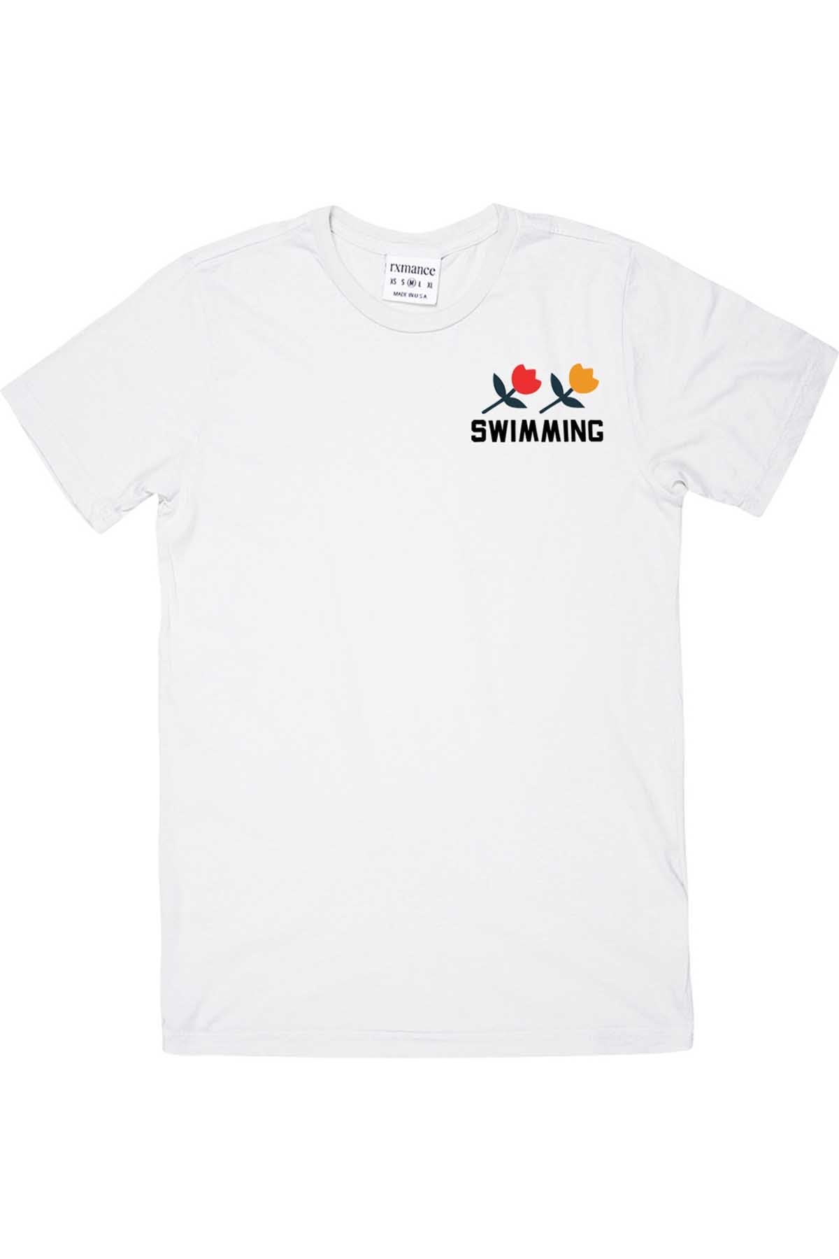 Rxmance Unisex White Swimming Crew Tee