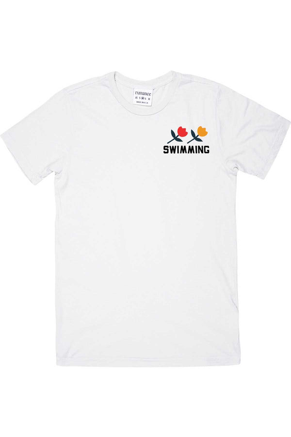 Rxmance Unisex White Swimming Crew Tee