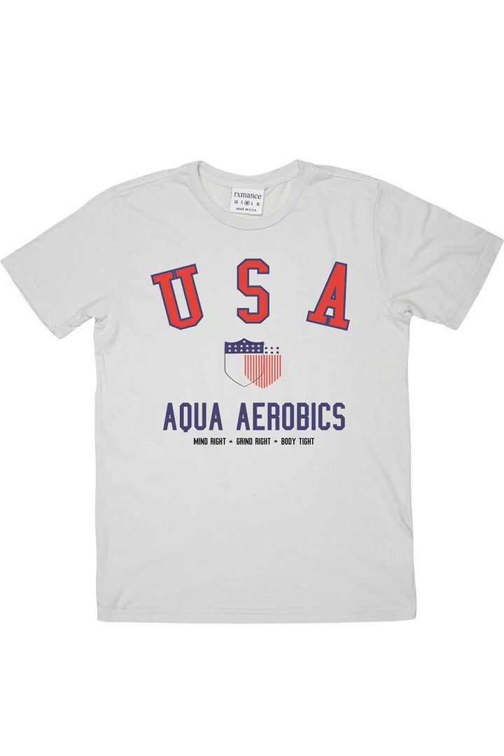 Rxmance Unisex White 'USA Aerobics' Tee
