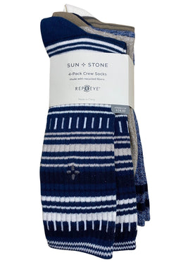 SUN + STONE-MMG Sun Stone Mens 4-Pk. Stripe Crew Socks Port ONE SIZE RED thumbnail 1