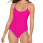 Salt + Cove Salt + Cove Juniors' Shell-stitch Cross-back One-piece Swimsuit Lipstick Pink