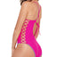 Salt + Cove Salt + Cove Juniors' Shell-stitch Cross-back One-piece Swimsuit Lipstick Pink