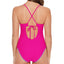 Salt + Cove Salt + Cove Juniors' Shell-stitch Cross-back One-piece Swimsuit Lipstick Pink