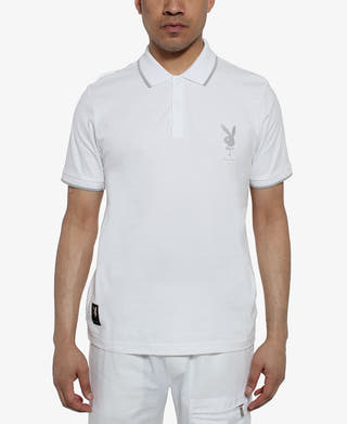 Sean John Playboy Collection Embroidered Logo Polo Bright Whi