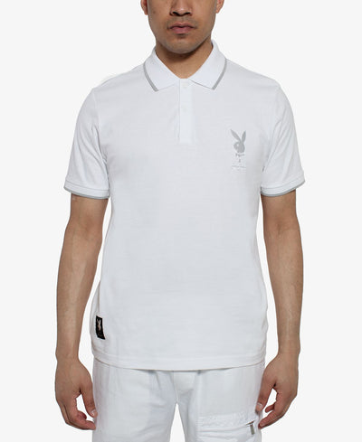 Sean John Playboy Collection Embroidered Logo Polo Bright Whi