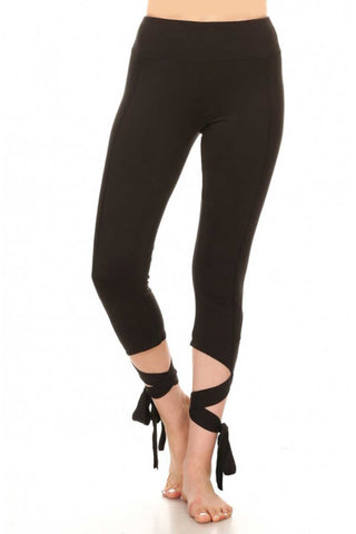 ShoSho Black Dance-Inspired Wrap-Around Capri Legging