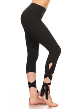ShoSho Black Dance-Inspired Wrap-Around Capri Legging thumbnail 2