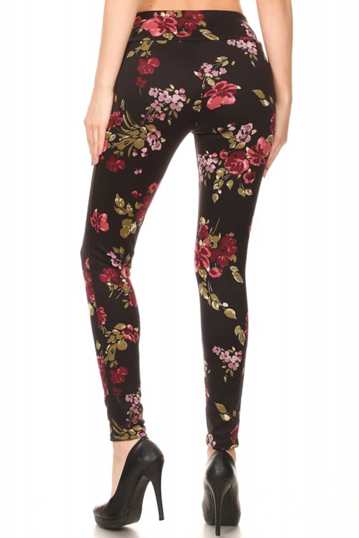 ShoSho Black Floral Print Zipper Tregging