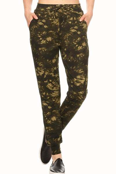 ShoSho Olive Tie-Dye Print Jogger