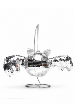 Silver Disco Bat Hanging Halloween Ornament thumbnail 1