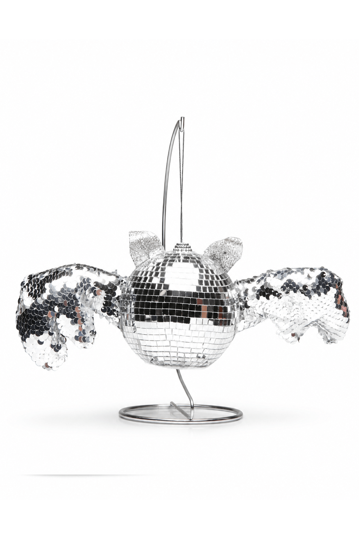 Silver Disco Bat Hanging Halloween Ornament