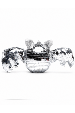 Silver Disco Bat Hanging Halloween Ornament thumbnail 2
