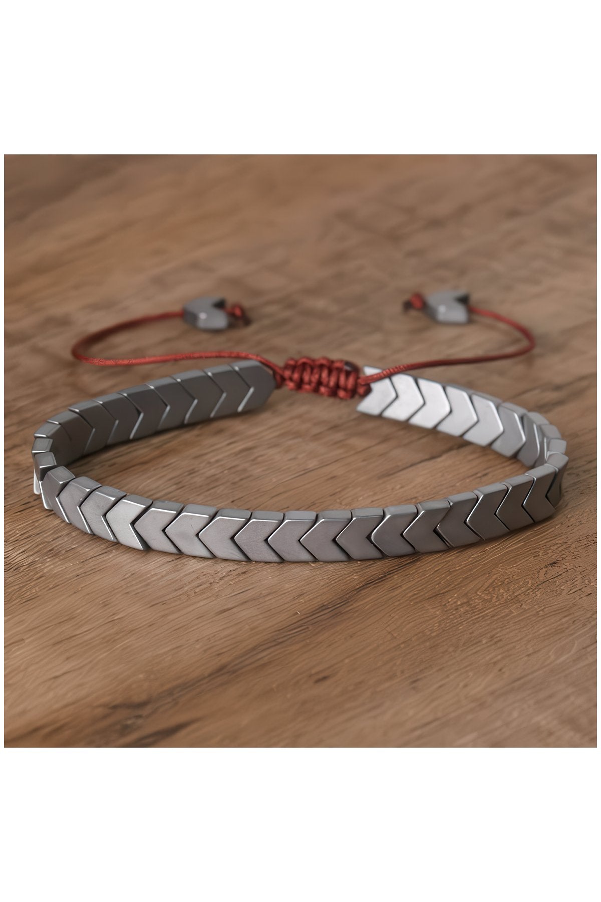 Silver Hematite Chevron Slider Bracelet