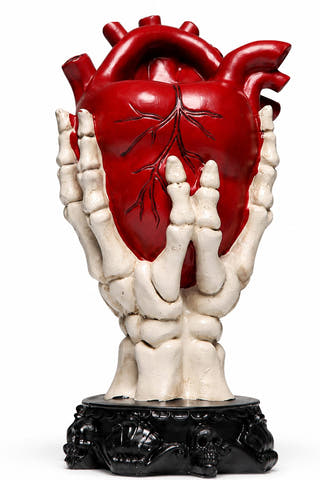 Skeletal Hands Anatomical Heart Container