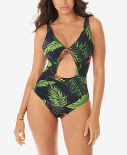 Skinny Dippers Fuji Ninj Reversible Tummy Control Cut-out One Piece Swimsuit Black Multi thumbnail 1