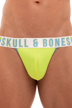 Skull and Bones Neon Green and Blue Sport Mesh Jock thumbnail 2