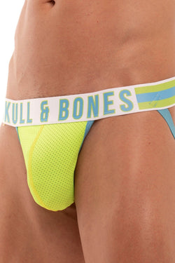 Skull and Bones Neon Green and Blue Sport Mesh Jock thumbnail 4
