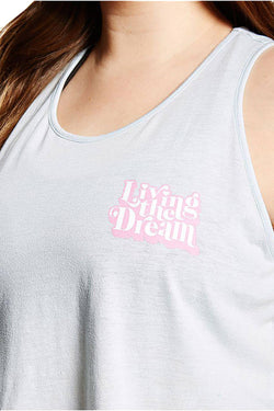 Soffe PLUS Cloud-Blue 'Living the Dream' Graphic Racerback Tank thumbnail 2
