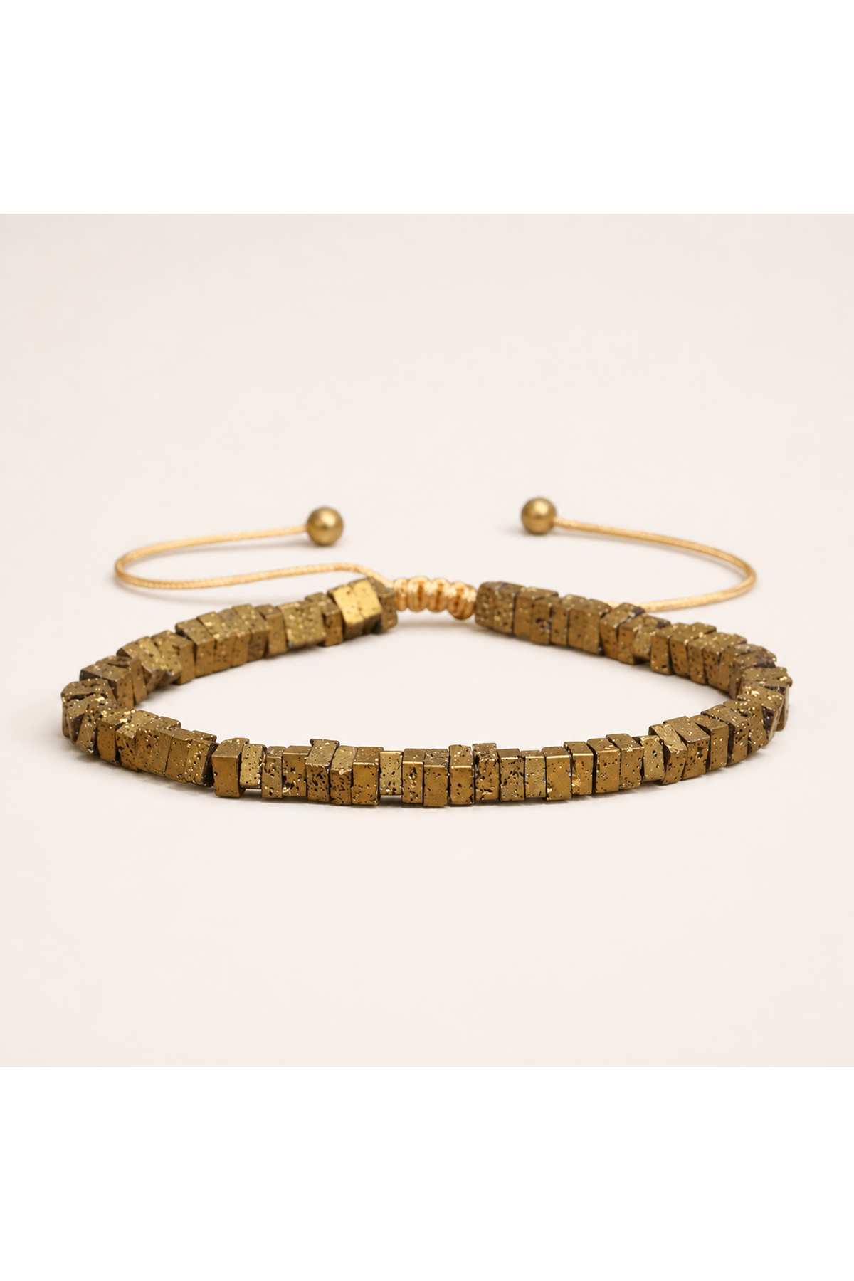 Square Antique Gold Lava Rock Adjustable Cord Bracelet