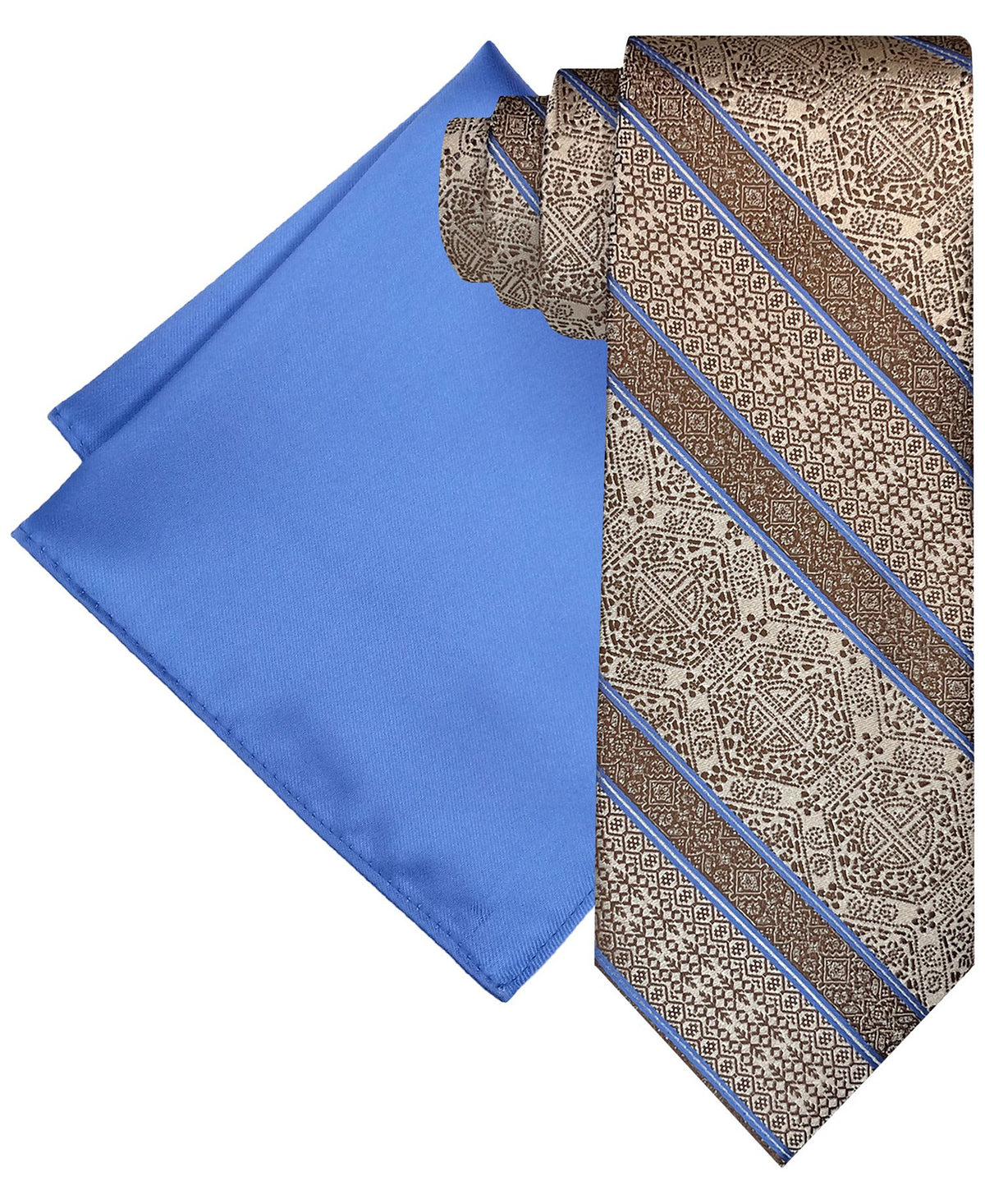 Steve Harvey Tapestry Stripe Tie & Pocket Square Set