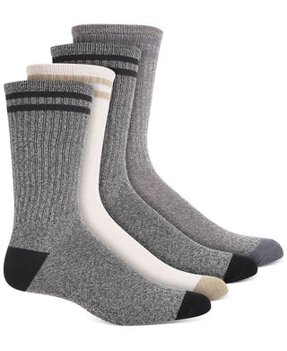 Sun + Stone Sun + Stone 4-pk. Double Stripe Crew Socks Tan