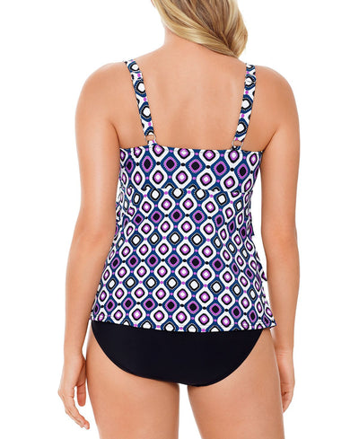 Swim Solutions Jewels Printed Tiered Tummy Control One-piece Swimsuit Jewels