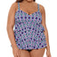 Swim Solutions Plus Jewels Printed Tiered Tummy Control Fauxkini One-piece Swimsuit Jewels