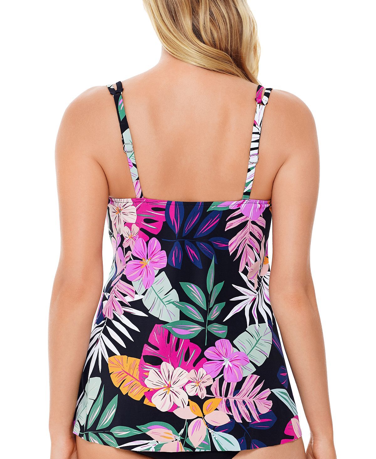 Swim Solutions Princess-seam Tankini Top Black Deco Floral