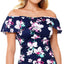 Swim Solutions Status Printed Off-the-shoulder Tankini Top Status Floral Navy