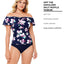 Swim Solutions Status Printed Off-the-shoulder Tankini Top Status Floral Navy