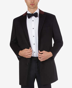Tallia Overcoat With Contrast Velvet Top Collar Black thumbnail 1