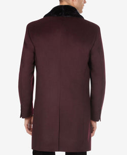 Tallia Overcoat With Removable Sherpa Collar Wine thumbnail 2